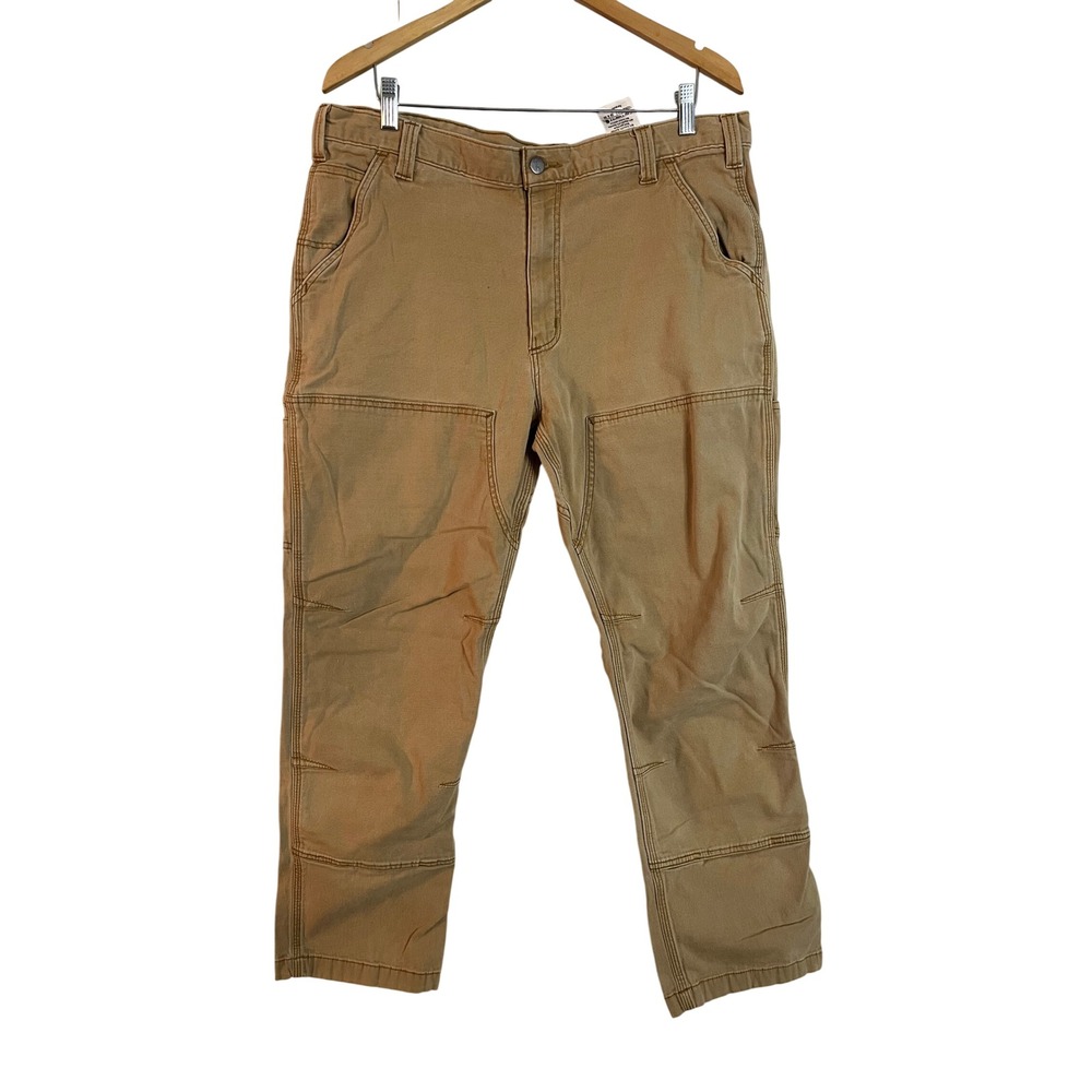 Carhartt Relaxed Fit Double Knee Work Pants Tan Duck Canvas 38x28.5 Mens